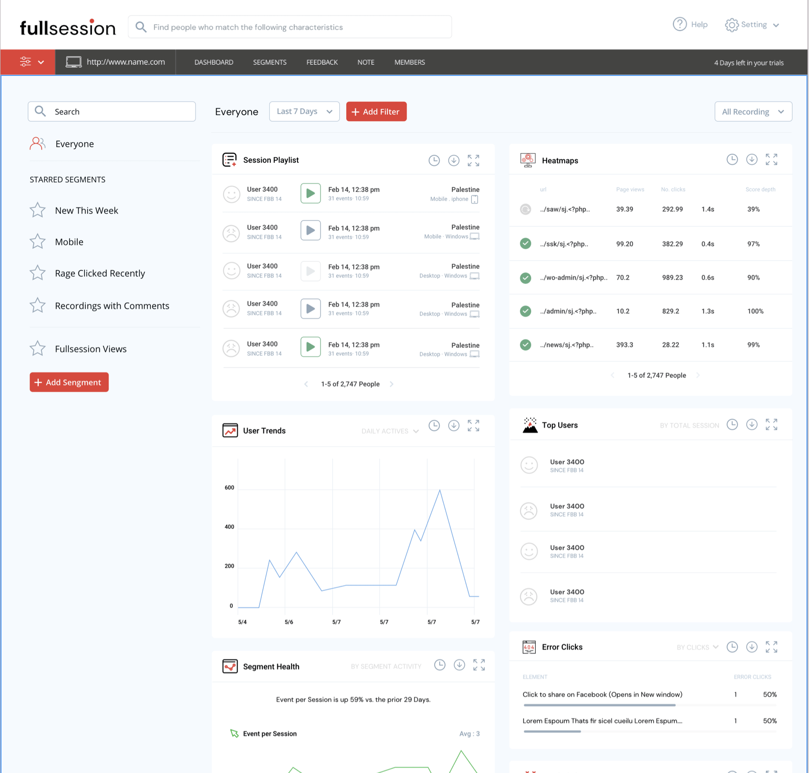 fullsession dashboard
