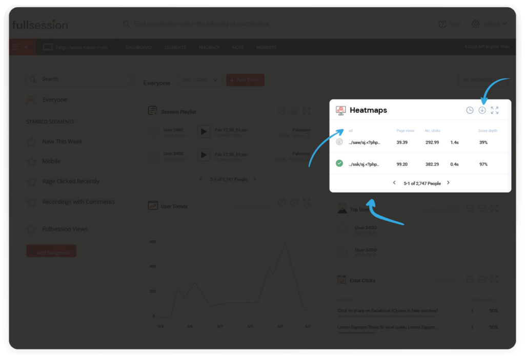 fullsession heatmap selection view