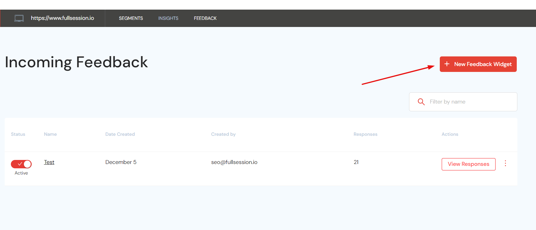 New Feedback Widget