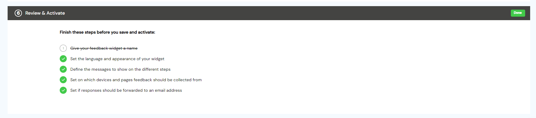 Create Feedback Widget