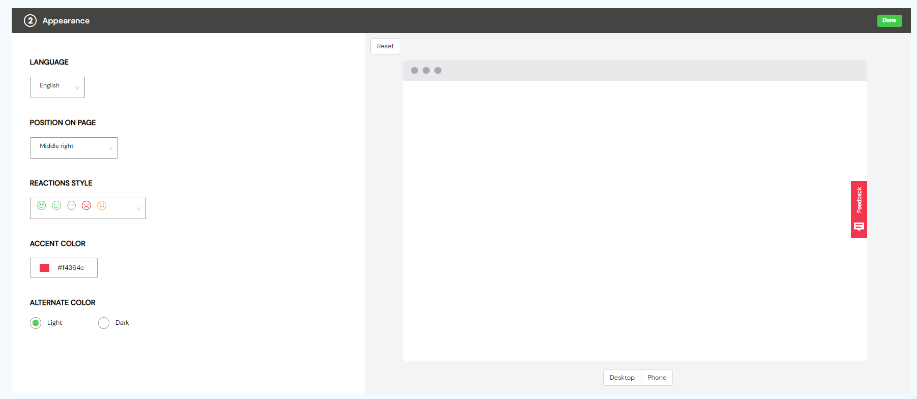 Create Feedback Widget