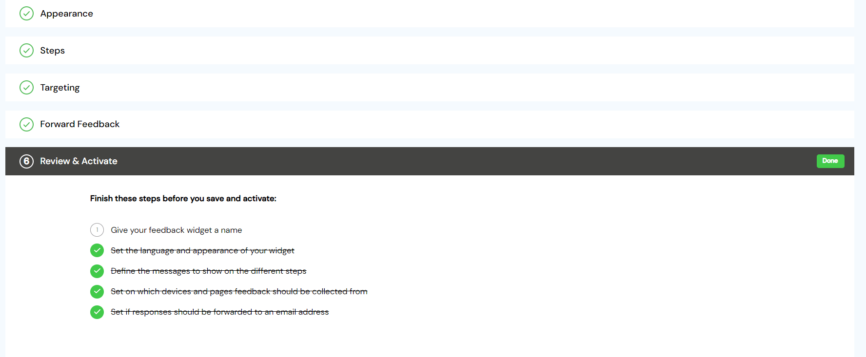 Review Feedback Widget