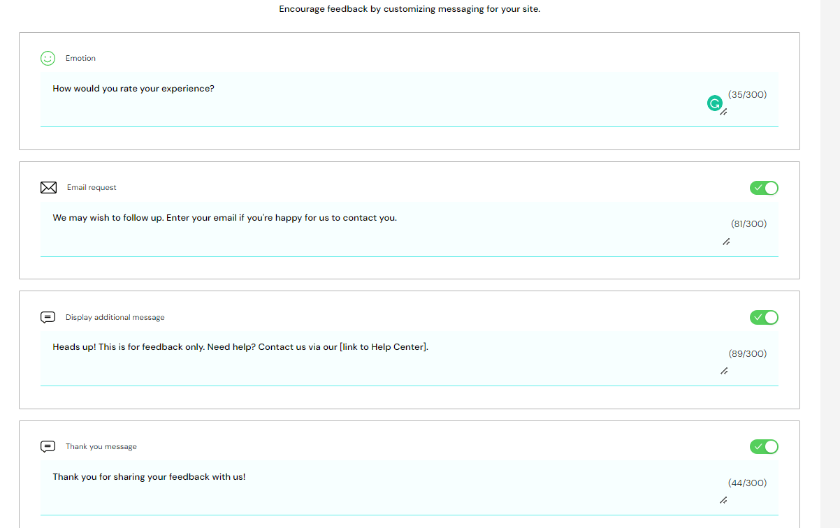 Customize Feedback Widget