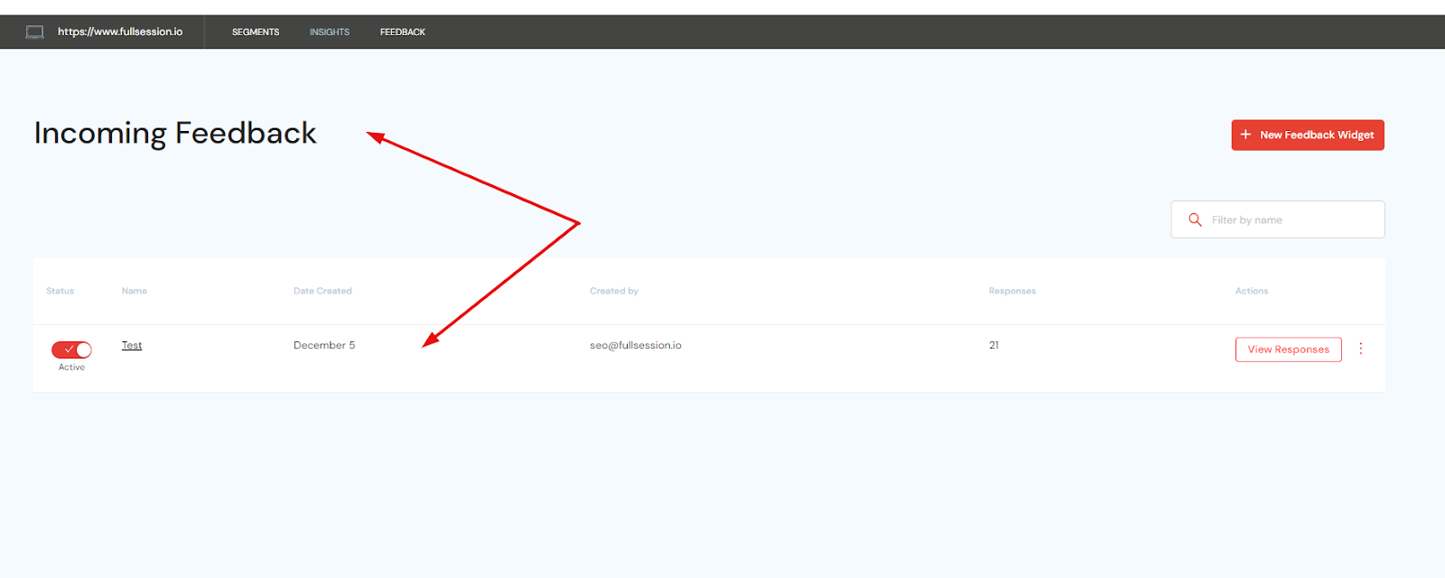checking feedback widget