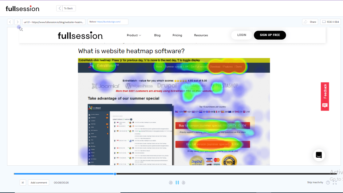 FullSession Interactive Heatmap