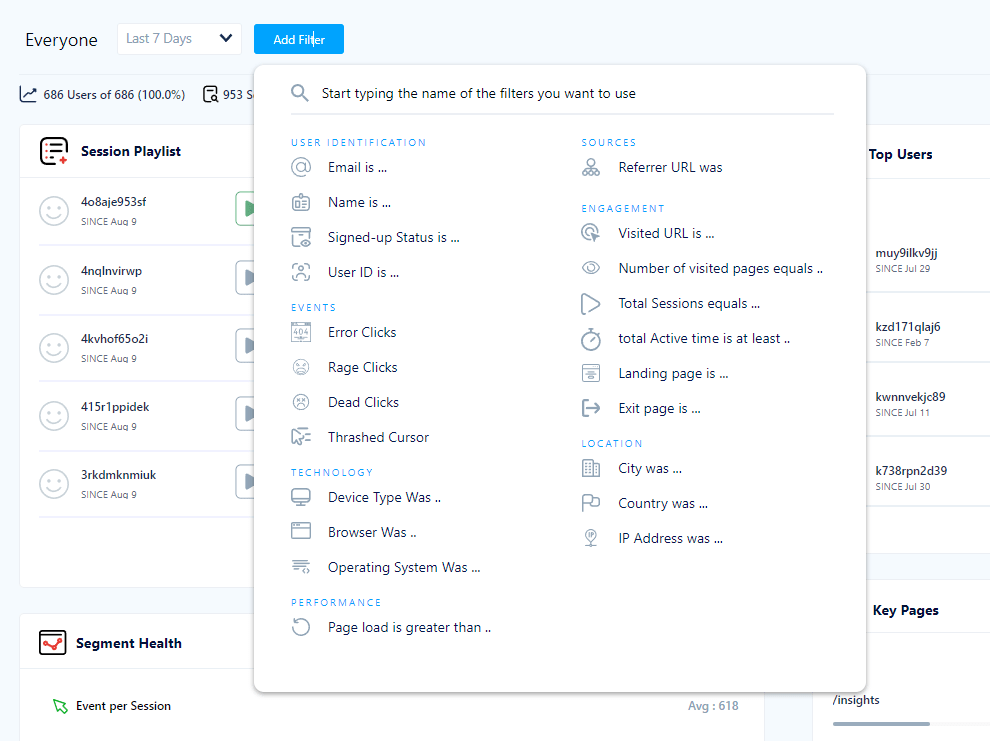 user segments 