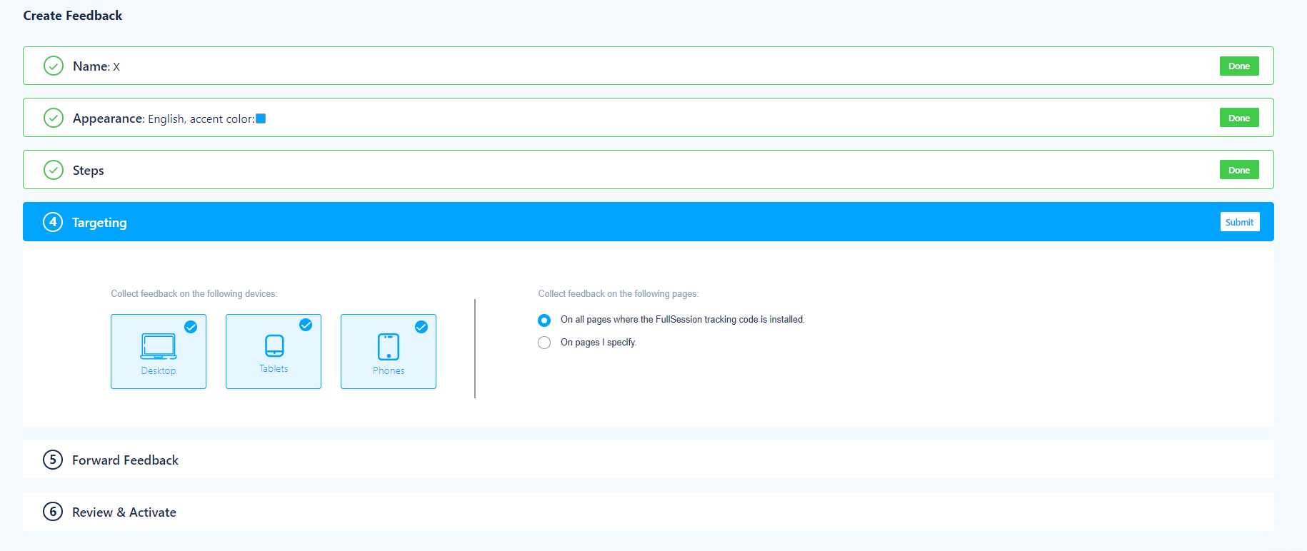 customer feedback targeting