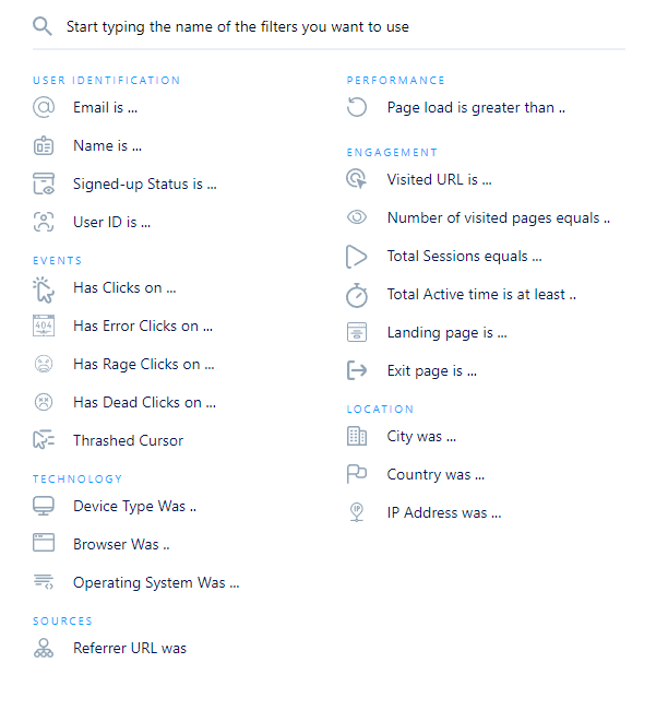 fullsession advanced filtering options