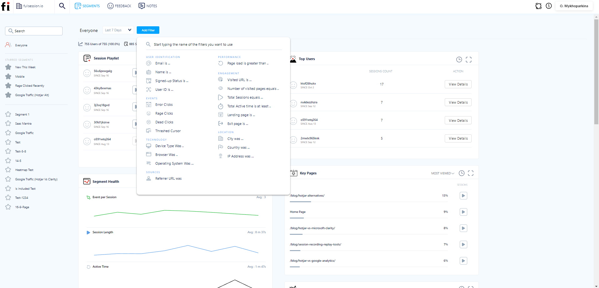 fullsession advanced filtering options