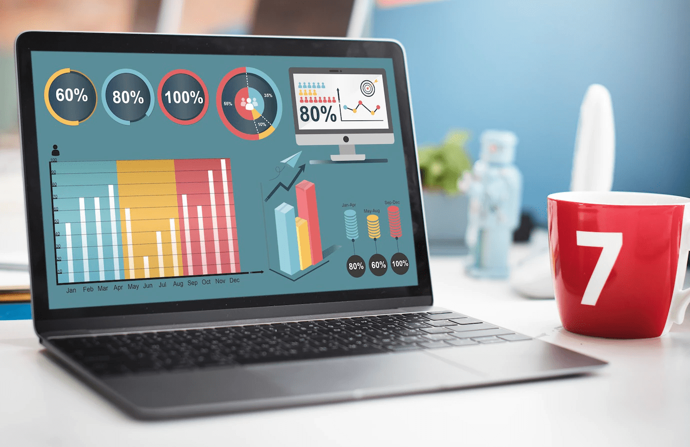 charts on a laptop