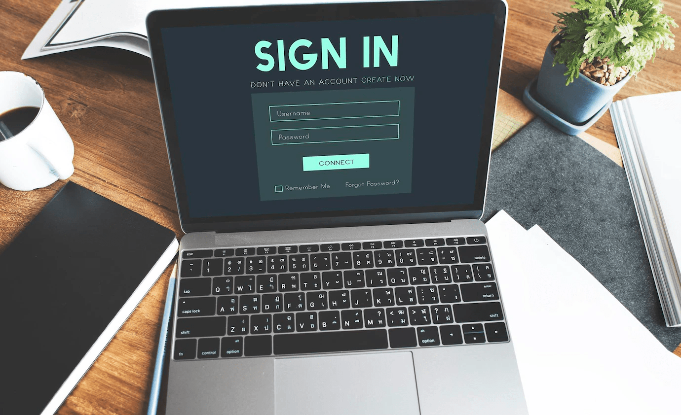 sign in page on a laptop