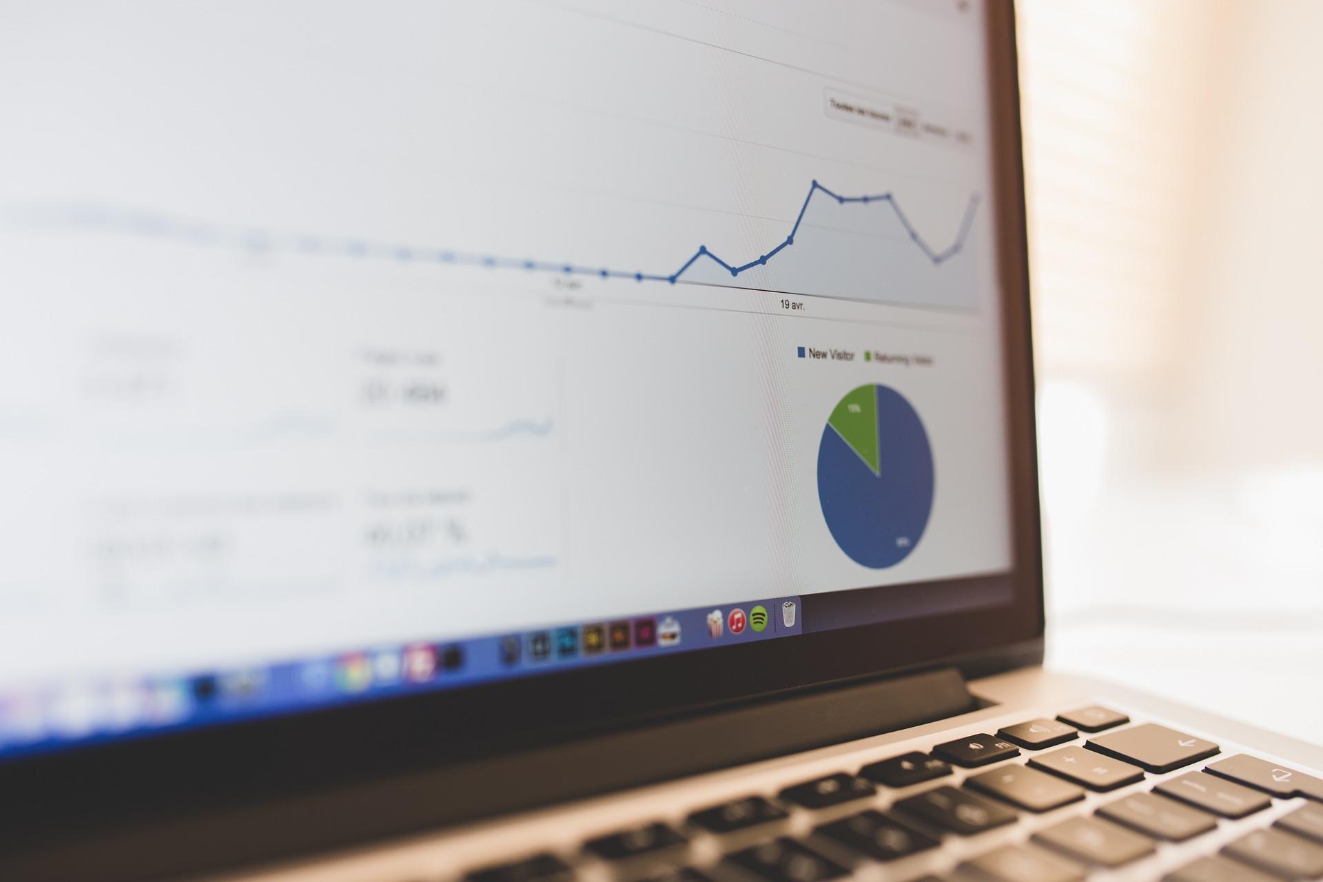 statistics on a laptop