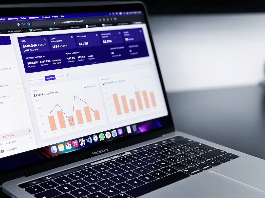 charts on a laptop