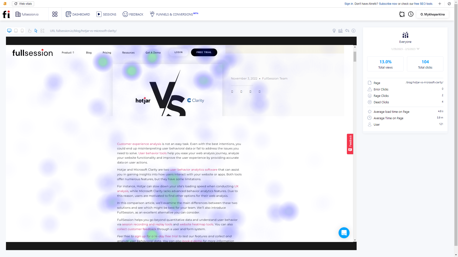 fullsession heatmap page