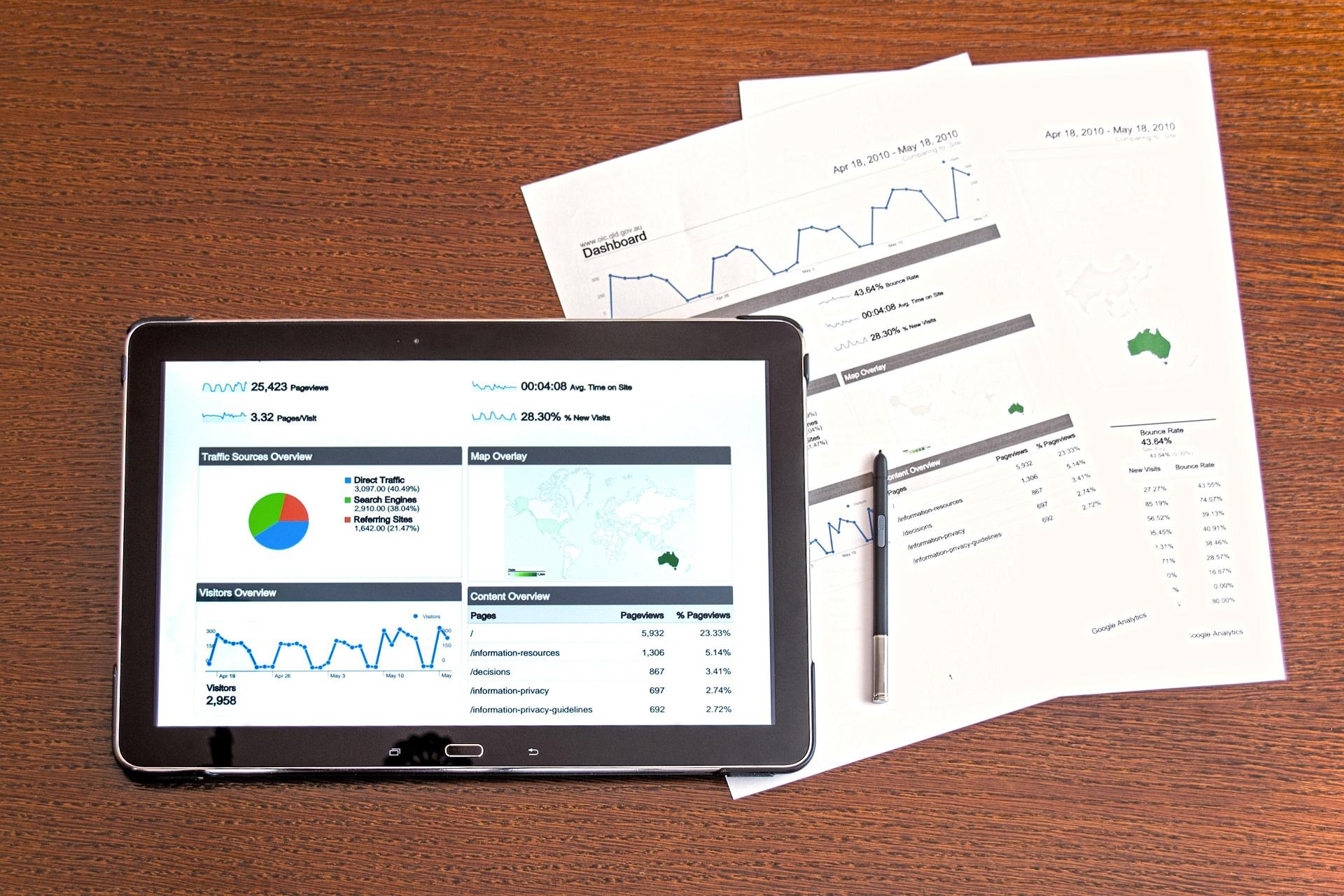 metrics on a tablet and paper