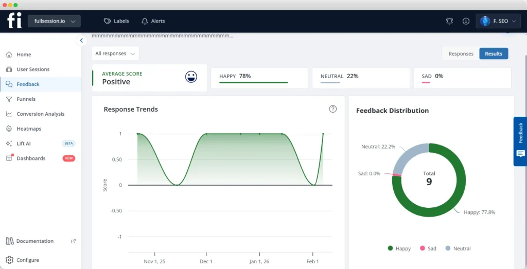 fullsession user feedback report