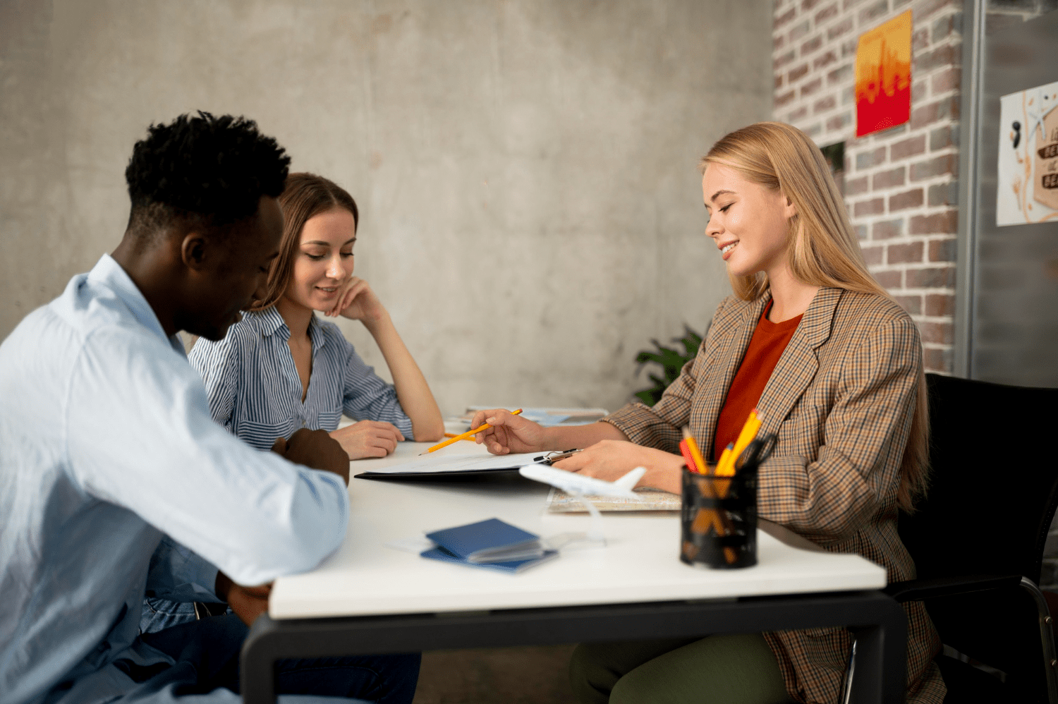 a group of people sitting at a table