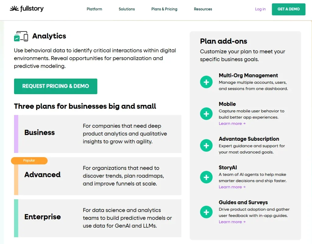 FullStory pricing