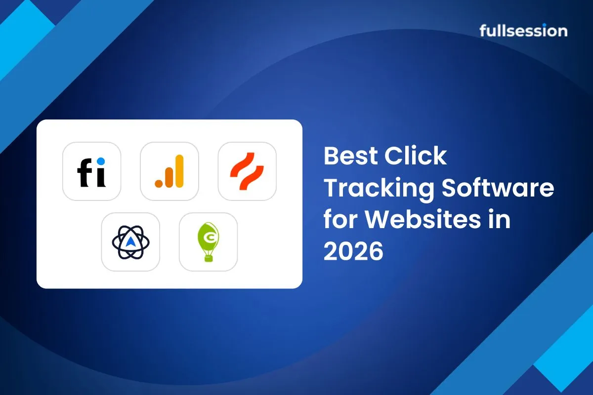 Comparison banner showing logos of click tracking software tools with the headline “Best Click Tracking Software for Websites in 2026.”