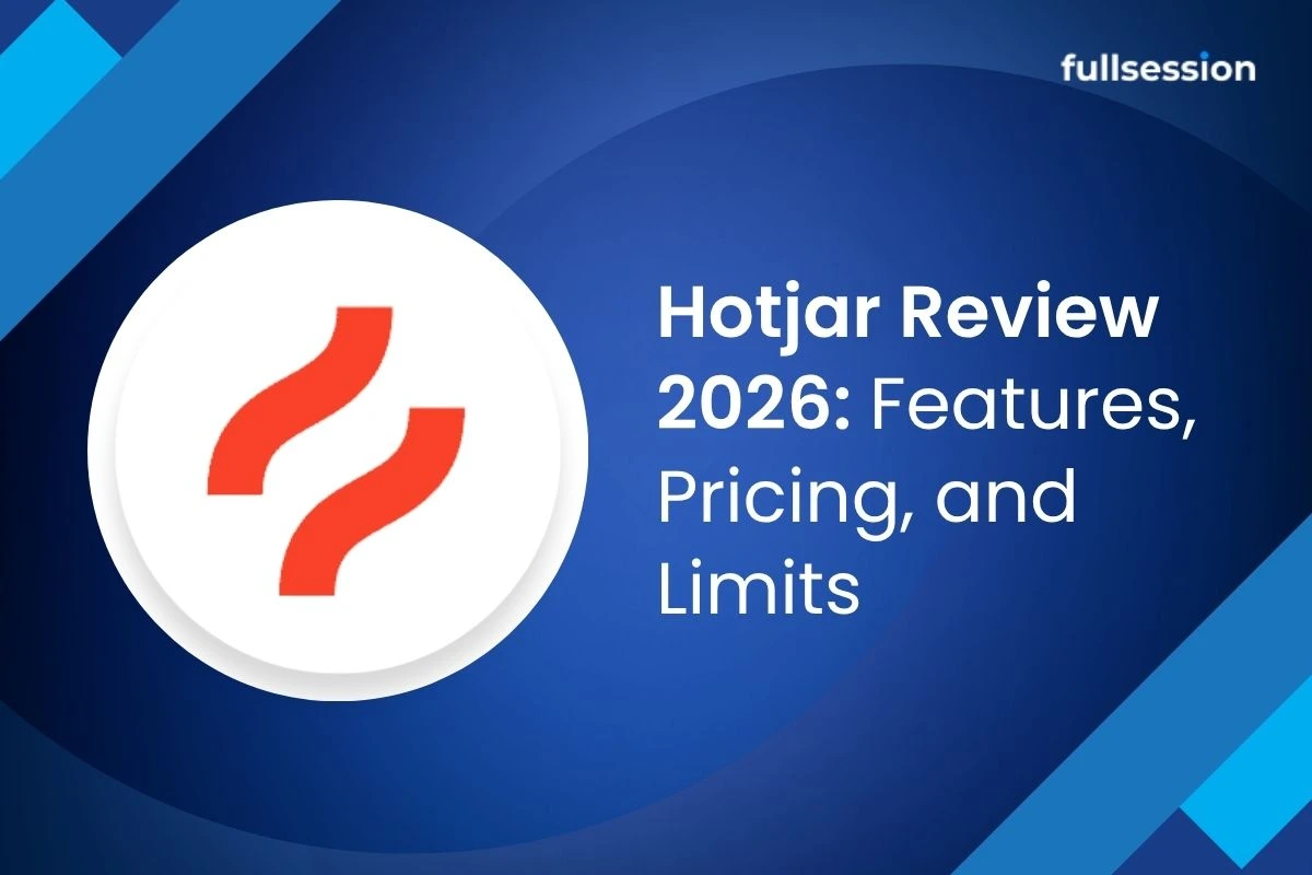 Review banner showing the Hotjar logo with the headline “Hotjar Review 2026: Features, Pricing, and Limits.