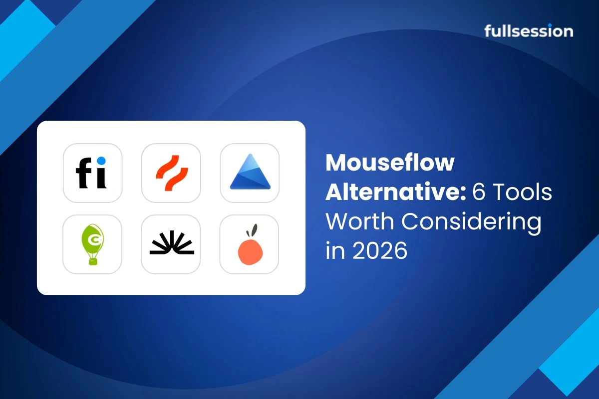 Featured graphic showcasing top Mouseflow alternatives for session replay, heatmaps, and user behavior analytics tools in 2026.