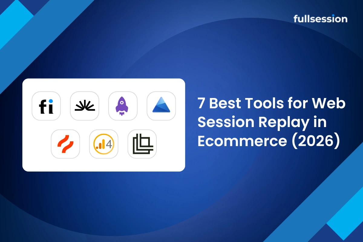 Comparison graphic showing the best web session replay tools for ecommerce in 2026 with multiple analytics and UX software logos.